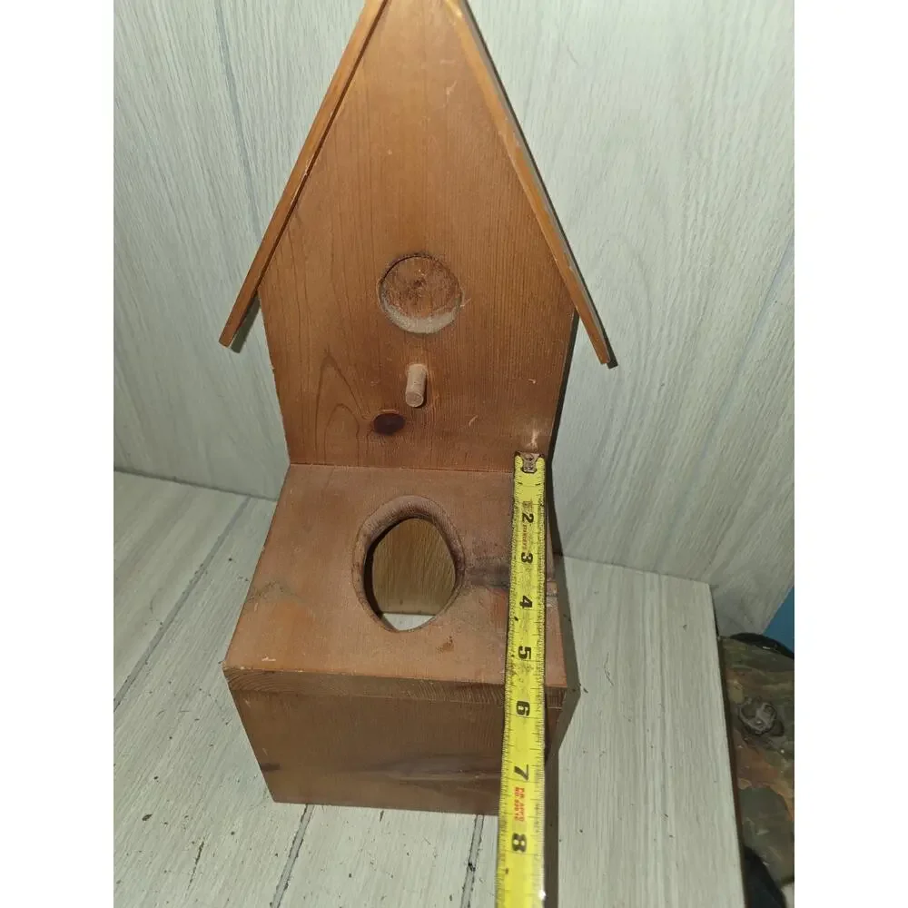 Vtg Wood Bird House Handmade Tissue Box Cover Farmhouse Cottagecore Country
